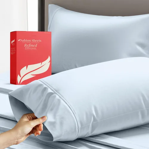 Miniatura 21 de Juego de sábanas 100% algodón egipcio para cama individual, sábanas de lujo de la serie 600 refinadas para cama de tamaño individual