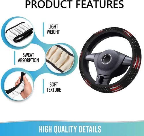 Miniatura 5 de Funda para Volante Accesorios para Automóvil Antideslizante Transpirable Universal 15 Pulgadas Neopreno Decoración Interior del Auto para Hombres