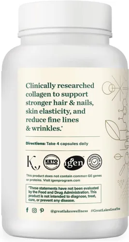 Miniatura 2 de Great Lakes Wellness - Píldoras de colágeno para hombres y mujeres, 120 cápsulas – Péptidos de colágeno VERISOL® Tipos I y III para cabello, piel