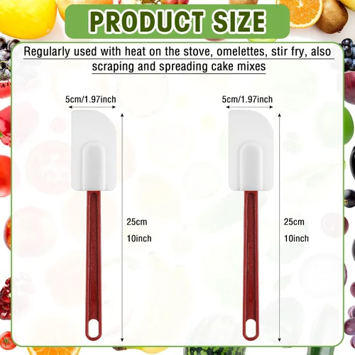 Miniatura 2 de Lounsweer Juego de 2 espátulas de goma resistentes al calor de 10 pulgadas, espátula de silicona comercial para uso en cocina, juegos de utensilios