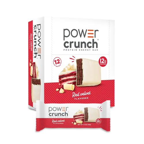 Power Crunch - Barras de oblea proteica, snacks altos en proteínas con delicioso sabor, red velvet, 1,4 onzas (12 unidades)