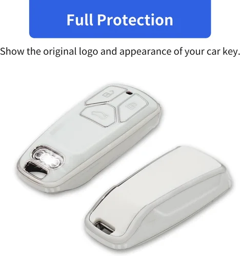 Miniatura 3 de OFFCURVE Funda especial para llave de Audi Key Fob Funda de TPU suave especial para Audi A3 A4 A5 A6 Q5 Q7 TT TTS TT-RS SQ5 SQ7 R8 S5 RS4 RS5 Blanco