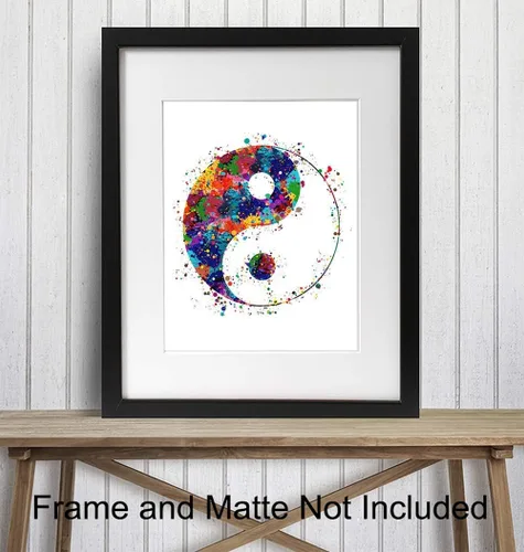 Miniatura 2 de Yin Yang - Impresión artística inspiradora de acuarela zen, foto sin marco de 8 x 10 pulgadas, regalo motivacional para meditación, fanáticos