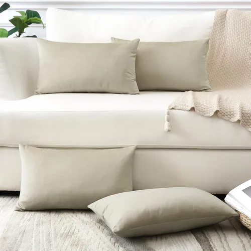Miniatura 34 de OTOSTAR Juego de 4 fundas de almohada decorativas de terciopelo suave, fundas de cojín lumbares sólidas, fundas de cojín lujosas para sofá