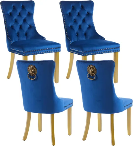 Miniatura 93 de Shenyon Juego de 2 Sillas de Comedor de Terciopelo Gris, Sillas de Comedor Tapizadas con Ribete de Anilla Trasera y Patas de Madera Maciza, Sillas