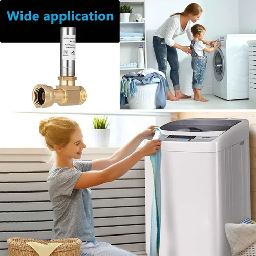 Miniatura 6 de Paquete de 2 pararrayos de martillo de agua, lavadora 3/4 absorbe golpes y reduce el ruido, lavadora de lavandería, válvula de golpeo, manguera
