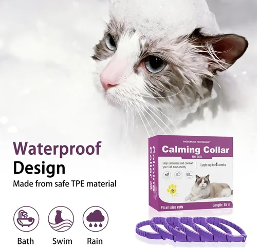 Miniatura 5 de Calming Collar for Cats, Pheromone Cat Calming Collar for Anxiety Relief & Stress, Adjustable Water Resistant Breakaway Calming Collars, Natural