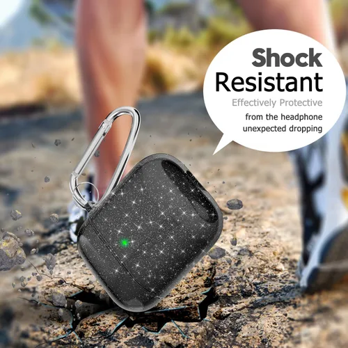 Miniatura 5 de Svanove Funda para Airpods Transparente con Purpurina, Funda Brillante y Bonita para Airpods de 1ª y 2ª Generación con Llavero, Carcasa Rígida