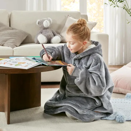 Miniatura 4 de Degrees of Comfort Kids Wearable Blanket, Oversized Sherpa Fleece Hoodie Blankets for Boys Girls, Cozy and Soft