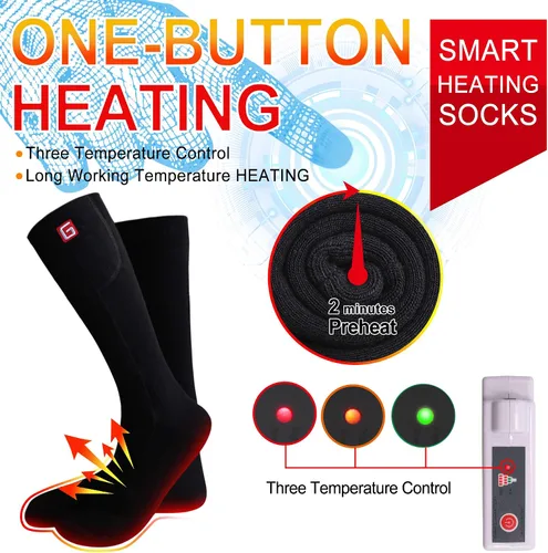 Miniatura 7 de Autocastle Calcetines calefactables con batería, kit de calcetines de calefacción eléctricos recargables para hombres y mujeres, medias térmicas