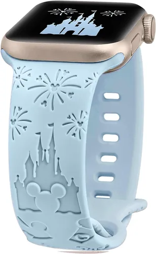 Correa de silicona grabada con dibujos animados compatible con Apple Watch Band de 1.496 in, 1.575 in, 1.614 in, 1.654 in, 1.732 in, 1.772 in, 1.772