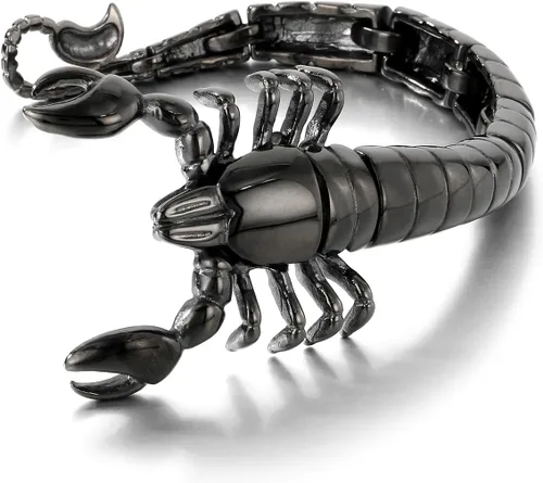 Pulsera Brazalete de Acero Inoxidable 316L Escorpión Ciempiés para Hombre Vintage Punk Plata Negro Oro Pulsera para Hombre Pulida Joyería Masculina