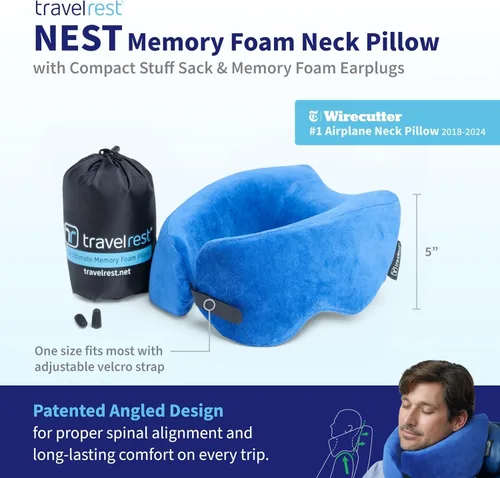 Miniatura 2 de Almohada de apoyo para el cuello TRAVELREST Nest - Esenciales de viaje, espuma viscoelástica, almohada de viaje compacta para vuelos largos