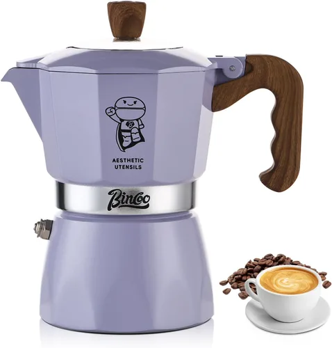Bincoo Estufa para máquina de café expreso, 2 tazas/4.1 fl oz, pequeña estufa italiana, olla moka para camping, portátil, ideal para el hogar y