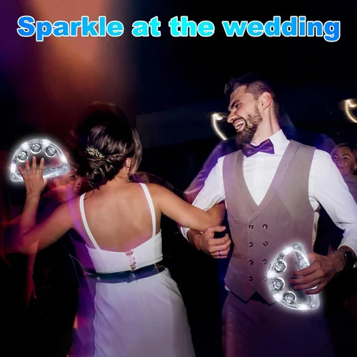 Miniatura 7 de Yunsailing Paquete de 24 panderetas con luz LED, juguetes de percusión de mano que brillan en la oscuridad, suministros de fiesta para adolescentes