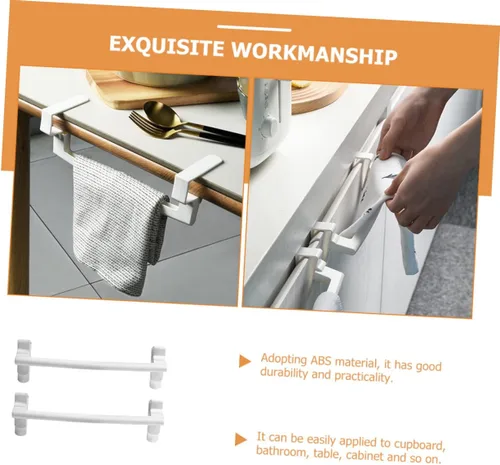 Miniatura 7 de Zerodeko Toallero de baño, barra de platos, estante de plástico para toallas, estante para colgar, 2 piezas, material ABS, soporte para toallas