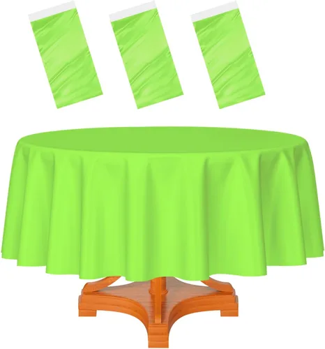 Miniatura 47 de HEIPINIUYE - Paquete de 2 manteles redondos de 84 pulgadas de plástico beige, manteles de mesa impermeables desechables para redondas, ideales