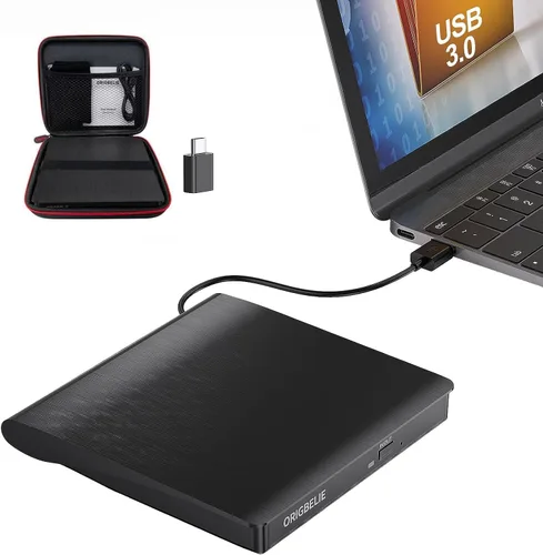 Miniatura 11 de ORIGBELIE Unidad externa de CD/DVD para portátil, grabadora de CD USB 3.0 +/-RW CD ROM, unidad de DVD externa Reproductor de DVD portátil