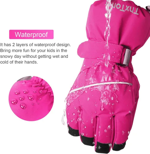 Miniatura 2 de ThxToms Guantes cálidos de invierno para niños, guantes de nieve impermeables para deportes al aire libre, guantes de esquí voluminosos para niños