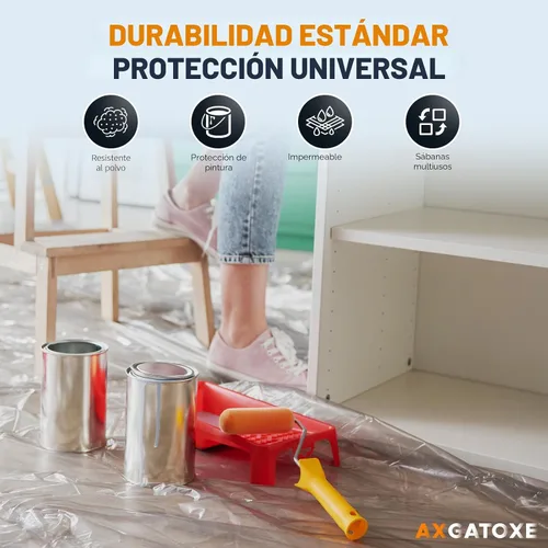 Miniatura 2 de Paños de plástico de 12 x 9 pies (paquete de 6) – Láminas y lonas desechables para pintar, muebles impermeables, sofá/protección del suelo