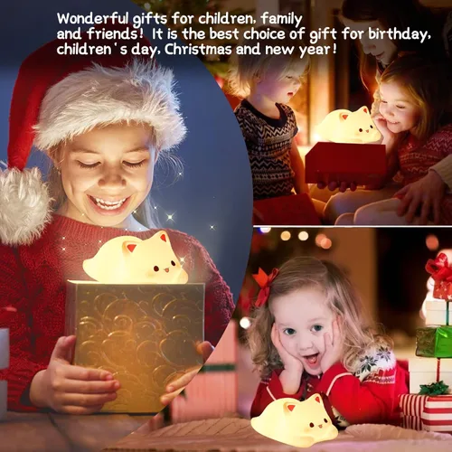 Miniatura 7 de ZKLiLi Luz nocturna para niños, lámpara de gato de 16 colores, linda lámpara, luces nocturnas regulables para bebé para guardería, luz nocturna