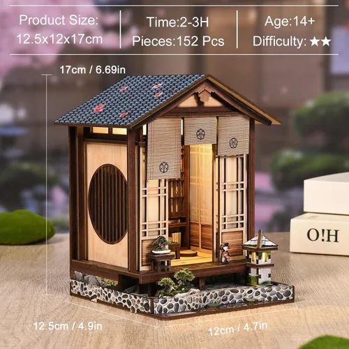Miniatura 3 de Kit de rincón de libro, casa de muñecas japonesa, biblioteca, biblioteca de biblioteca, estantería de casa pequeña, rompecabezas de madera 3D, kit