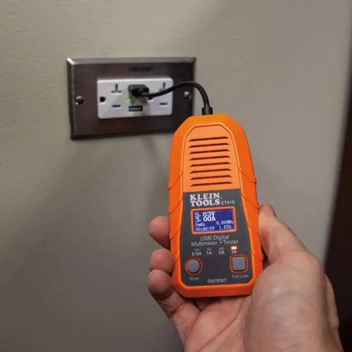 Miniatura 4 de Klein Tools ET910 Medidor y Probador de Potencia USB, Multímetro Digital USB-A para Voltaje, Corriente, Capacidad, Energía, Resistencia, Máxima