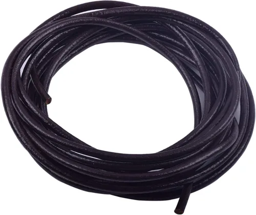 Miniatura 8 de KONMAY Cordón redondo de cuero real de 0.039 pulgadas, cordón de cuero negro de 25 yardas para hacer joyas, collares, pulseras y manualidades