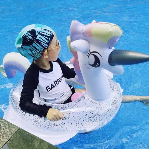 Miniatura 6 de CICITOYWO Flotadores de piscina para niños pequeños, balsa flotadora inflable para niños y adultos con asa, juguetes flotadores de playa para nadar