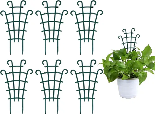 UWIOFF Enrejado pequeño para interiores, 6 piezas de enrejado para plantas trepadoras, enrejado para plantas en maceta, maceta de plástico apilable,