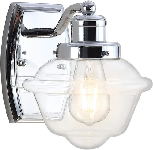 JONATHAN Y Lámpara LED cromada de 7 pulgadas, lámpara de tocador LED de mediados de siglo para baño, cocina, pasillo, pantalla de vidrio