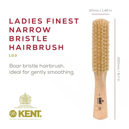 Miniatura 2 de Kent LG3 - Cepillos para el cabello más finos para mujeres, cepillo estrecho de madera de haya natural y cerdas de jabalí, para cabello fino