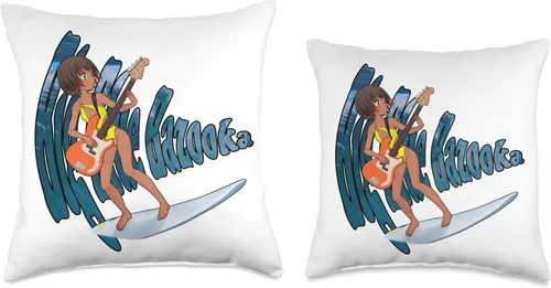 Miniatura 3 de Big Blue Bazooka Surfer Girl - Almohada (16 x 16 pulgadas), multicolor