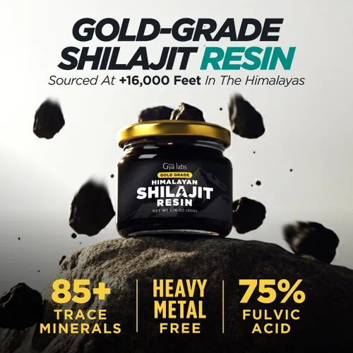 Miniatura 3 de Gya Labs Resina Shilajit del Himalaya para hombres, 100 porciones, más de 85 oligominerales, 75% ácido fúlvico para energía y apoyo inmunológico