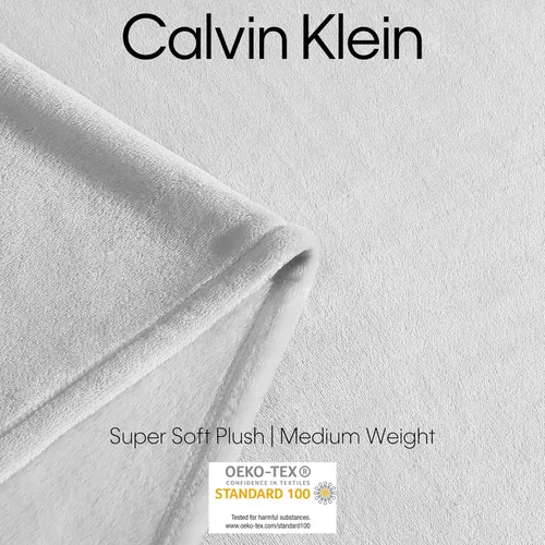 Miniatura 6 de Calvin Klein - Manta Queen, ropa de cama de felpa suave, manta de cama de peso medio (gris aluminio, Queen) (paquete de 2)