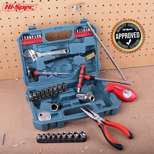 Miniatura 7 de Hi-Spec - Juego de herramientas compacto de 65 piezas para taller automotriz con medidor digital de presión de neumáticos. Herramientas esenciales