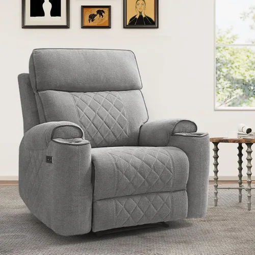 Miniatura 24 de HAOMARKETS Silla reclinable eléctrica para adultos con puerto USB, sofás reclinables eléctricos de tela suave con portavasos de metal, sillas