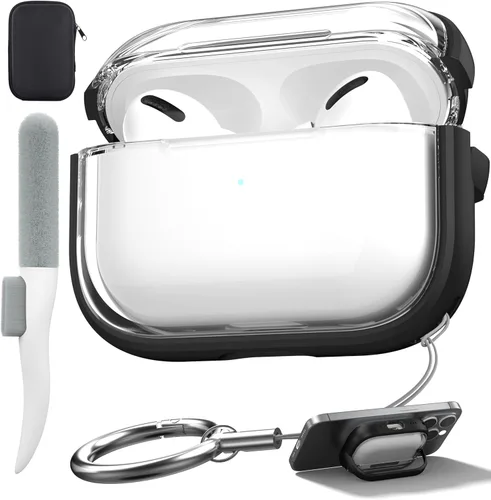 Miniatura 12 de Valkit Funda compatible con AirPods Pro, transparente con kit de limpieza, funda protectora de TPU suave para AirPods Pro Gen 2nd/1st 2023/2022/2019