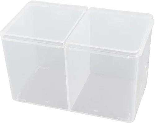 Miniatura 5 de Organizador de almohadillas de algodón con 2 compartimentos, organizador de brochas de maquillaje, soporte de hisopos de algodón para cosméticos