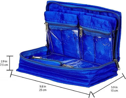 Miniatura 3 de Kuber Industries Organizador de joyas de algodón, color azul