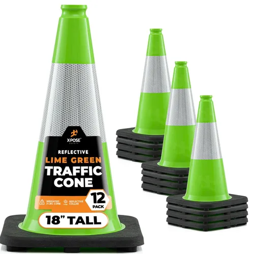 Miniatura 10 de Xpose Safety Conos de tráfico naranjas de 12 pulgadas con collar de 4 pulgadas, paquete de 4 conos de seguridad de plástico PVC multiusos