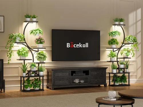 Miniatura 5 de Soporte para plantas con luces de cultivo para plantas de interior, estante esquinero alto de 8 niveles con luz de espectro completo, en forma de S