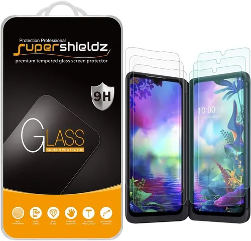 Supershieldz Protector de pantalla diseñado para LG G8X ThinQ (3 pantallas principales de vidrio templado y 3 pantallas dobles PET), antiarañazos,