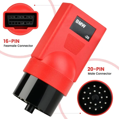 Miniatura 5 de Autel Adaptador de Diagnóstico Original BMW de 20 Pines, Conector Macho OBD1 de 20 Pines a Hembra OBD2 de 16 Pines para BMW de 20 Pines, Funciona