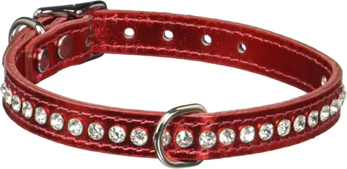 Miniatura 77 de Collar de perro de cuero y cristales de OmniPet Signature, cuero de grano de violeta africana de avestruz, se ajusta a un tamaño de cuello de 6"-8