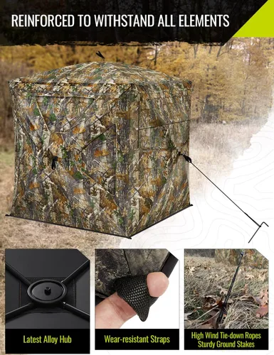 Miniatura 5 de TIDEWE Hunting Blind 270°Full See Through with Windproof Curtain, Silent Magnetic Door & Sliding Windows, Pop Up Ground Blind with Carrying Bag
