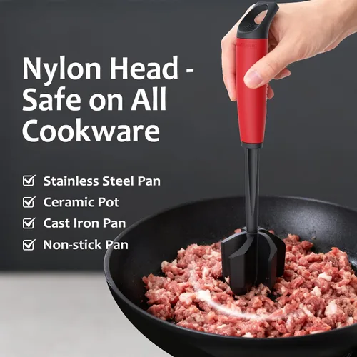 Miniatura 2 de Ourokhome Picador de carne y triturador de papas, triturador de carne molida de nailon resistente al calor para hamburguesas, 5 cuchillas curvas
