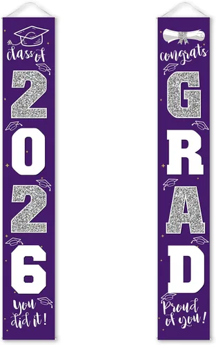 Miniatura 8 de Decoraciones de graduación 2026, cartel de porche negro dorado para clase de 2026, suministros de fiesta de graduados