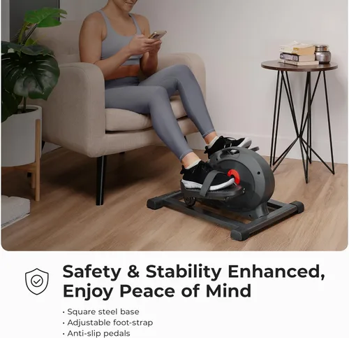 Miniatura 4 de Sunny Health & Fitness Under Desk Pedal Elliptical Machine, Adjustable Resistance Leg Exerciser Office Home Workout While Sitting for Seniors Negro