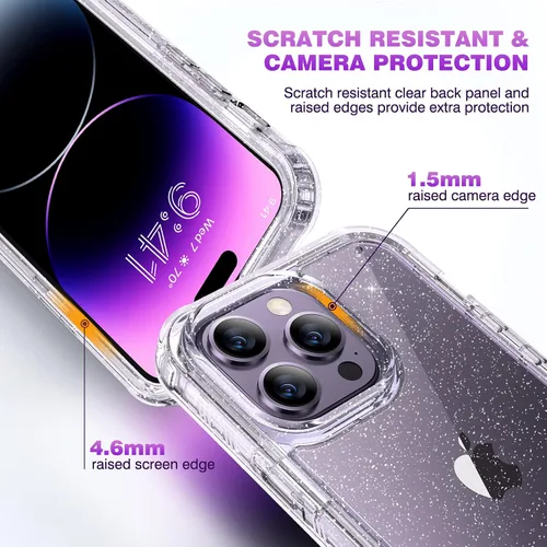 Miniatura 4 de Diaclara - Funda diseñada para iPhone 14 Pro Max de 6.7 pulgadas, resistente, con protector de pantalla sensible al tacto y antiarañazos + protector